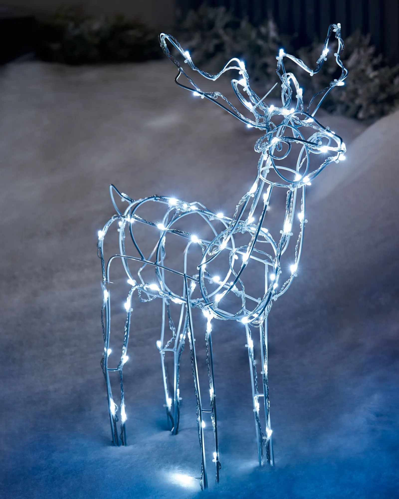 WeRChristmas 3D Twinkling Standing Reindeer Silhouette, White, 78 Cm