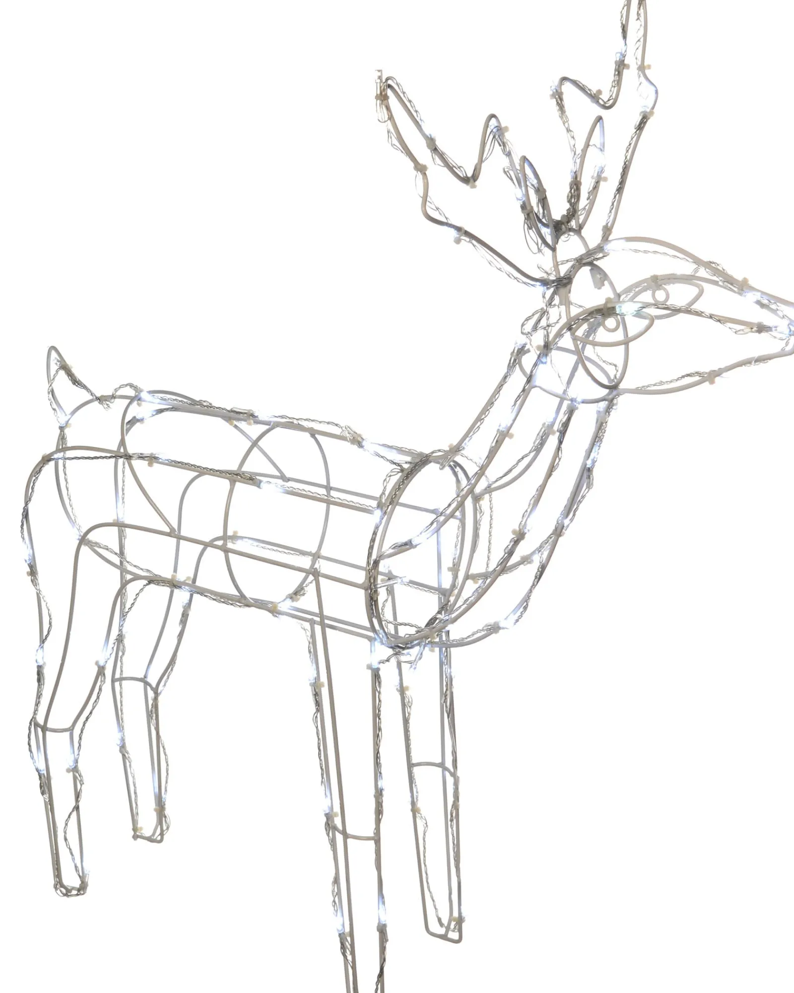 WeRChristmas 3D Twinkling Standing Reindeer Silhouette, White, 78 Cm