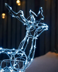 WeRChristmas 3D Twinkling Standing Reindeer Silhouette, White, 78 Cm