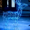 WeRChristmas 3D Twinkling Standing Reindeer Silhouette, Blue, 78 Cm