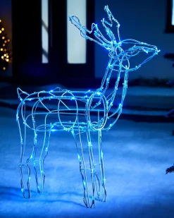 WeRChristmas 3D Twinkling Standing Reindeer Silhouette, Blue, 78 Cm
