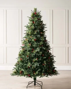 WeRChristmas Decorated Mixed Tip Berries & Pinecones Christmas Tree, 7 Ft
