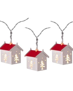 WeRChristmas Decorative Wooden House LED Lights String, 1.8 M