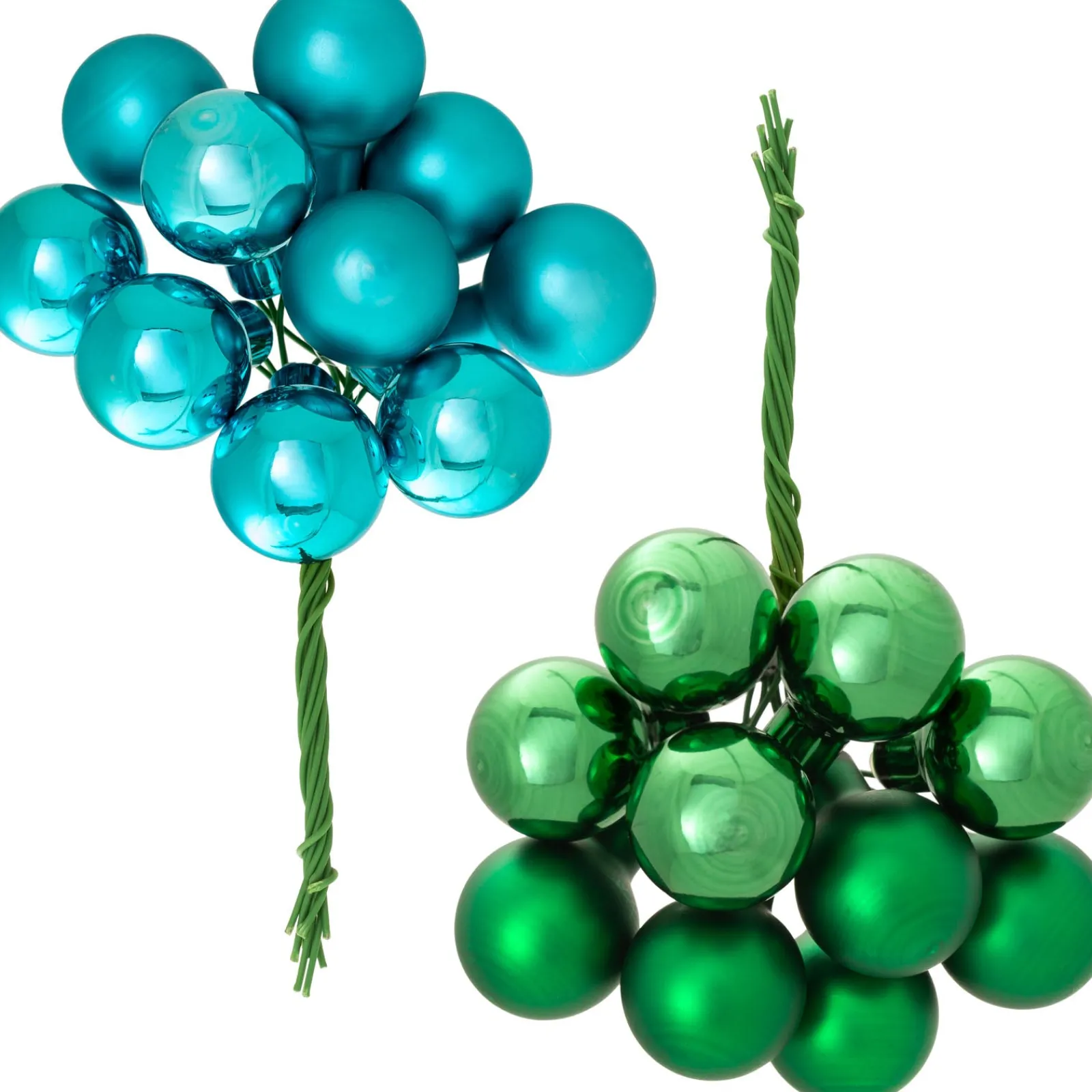 WeRChristmas Emerald Green Glass Berry Cluster Baubles, 5 Pack