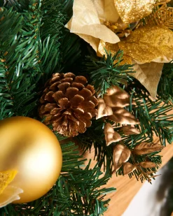 WeRChristmas Extra Thick Decorated Garland, Cream/Gold, 9 Ft