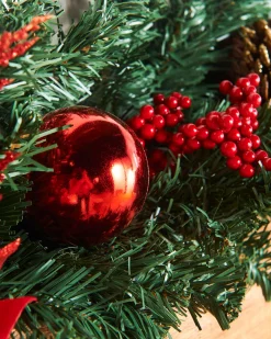 WeRChristmas Extra Thick Decorated Garland, Red/Gold, 9 Ft