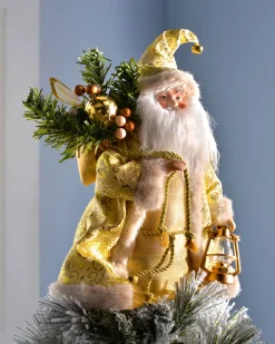 WeRChristmas Father Christmas Tree Topper, Cream/Gold, 30 Cm
