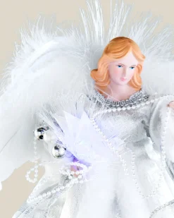 WeRChristmas Fibre Optic Angel Christmas Tree Topper, Silver/White, 25 Cm