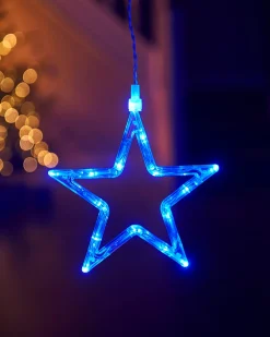 WeRChristmas Flashing Star Curtain Net Light, Blue, 2 M