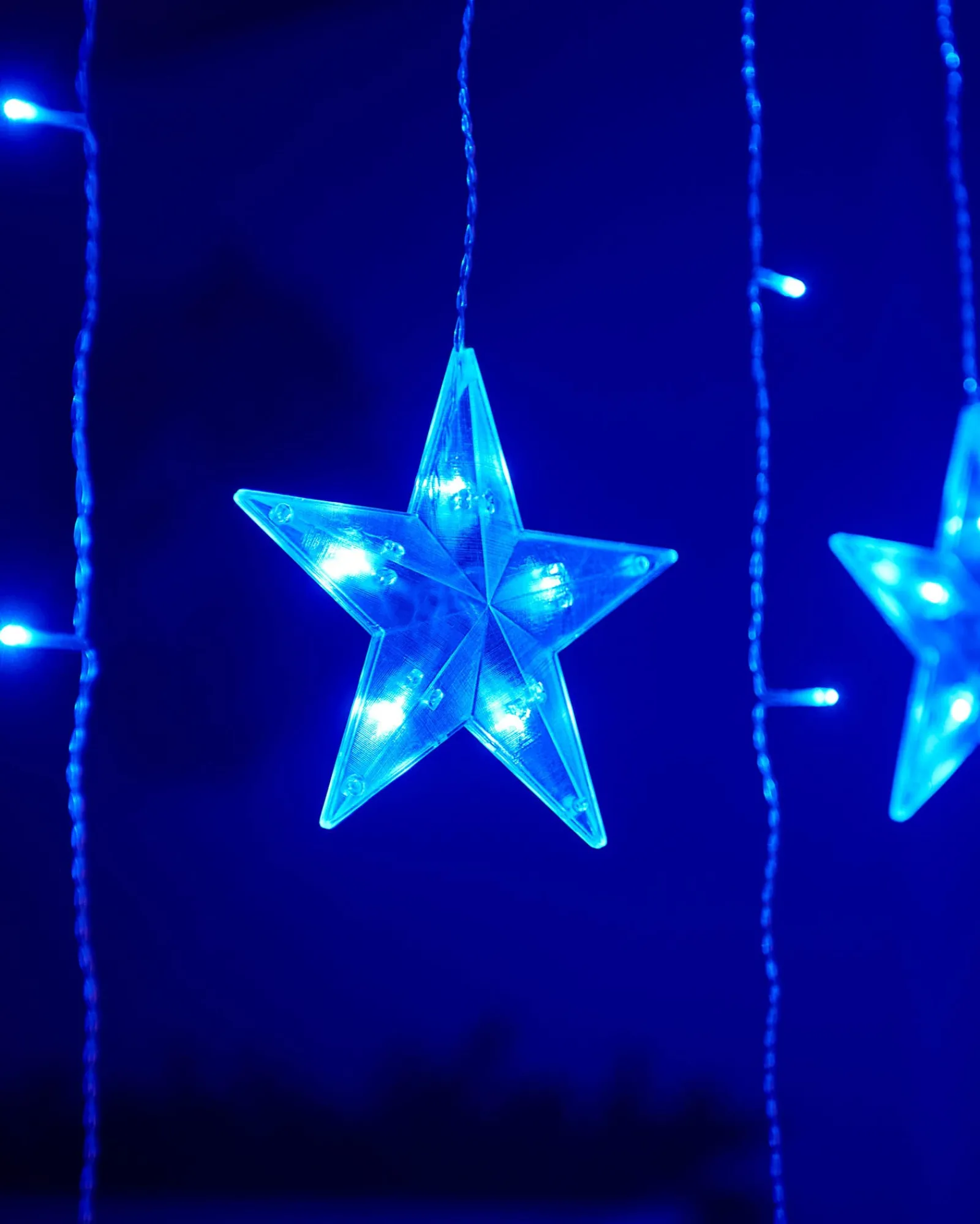 WeRChristmas Flashing Star Curtain Net Light, Blue, 2 M
