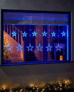 WeRChristmas Flashing Star Curtain Net Light, Blue, 2 M