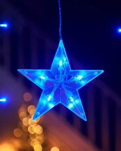 WeRChristmas Flashing Star Curtain Net Light, Blue, 2 M