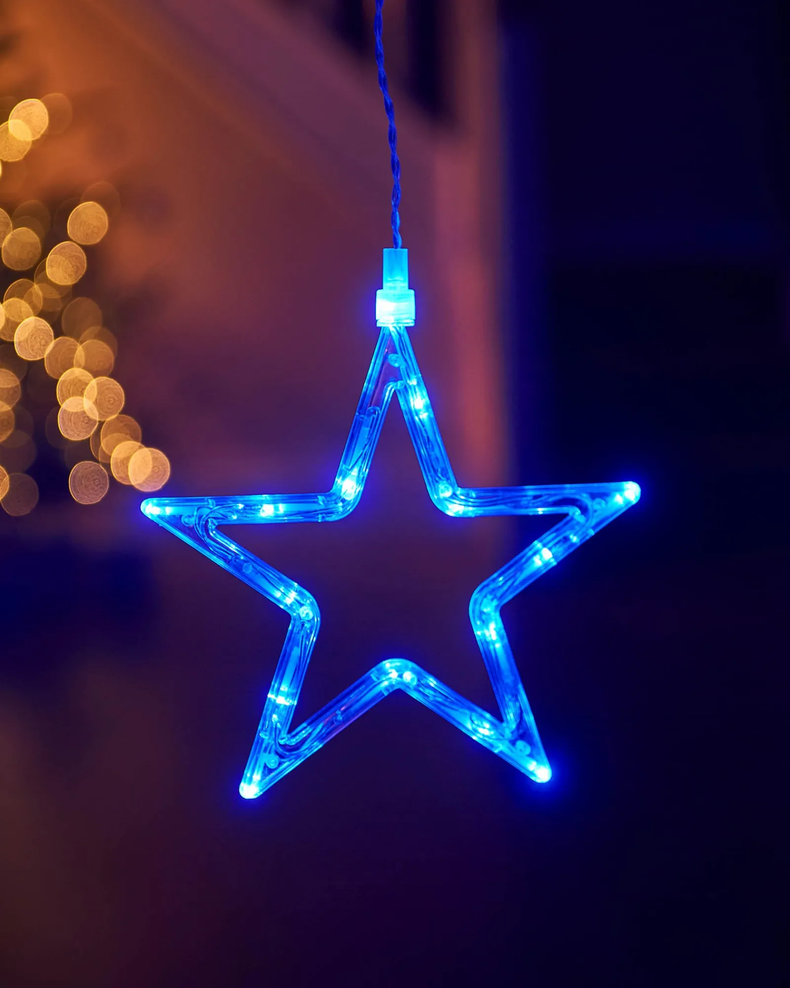 WeRChristmas Flashing Star Curtain Net Light, Blue, 2 M