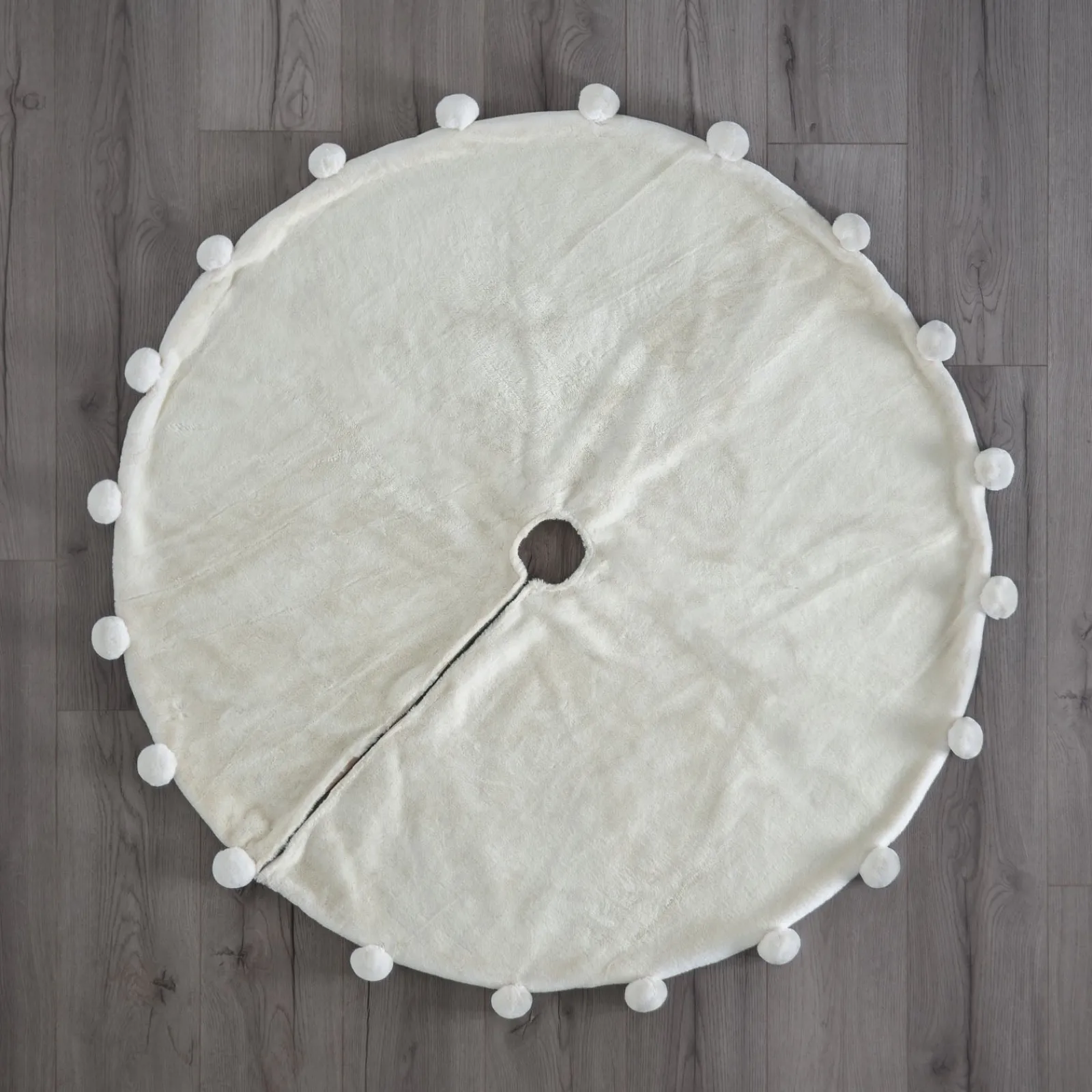 WeRChristmas Fur Pom Pom Tree Skirt, Cream, 120 Cm