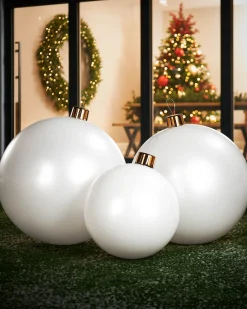 WeRChristmas Inflatable Christmas Bauble, White, 66 Cm
