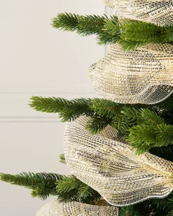 WeRChristmas Ivory Mesh With Pale Gold Foil, 9 M