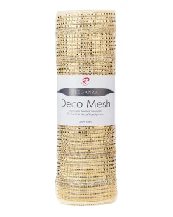 WeRChristmas Ivory Mesh With Pale Gold Foil, 9 M
