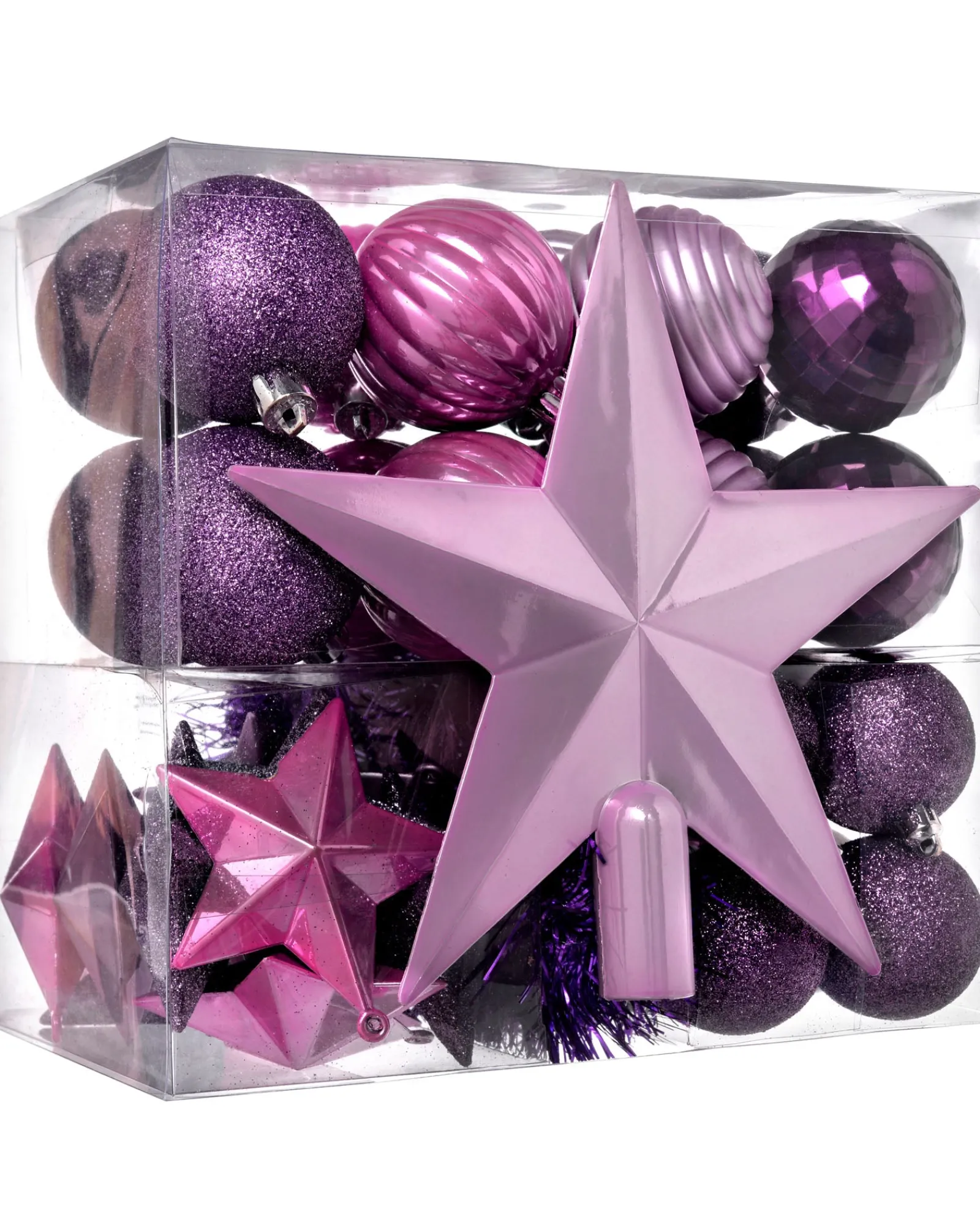 WeRChristmas Lilac Shatterproof Baubles Set, 42 Pack