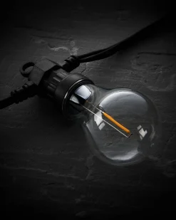 WeRChristmas LINK PRO LED Festoon Lights, A60 Filament Bulb, Black Cable, Warm White