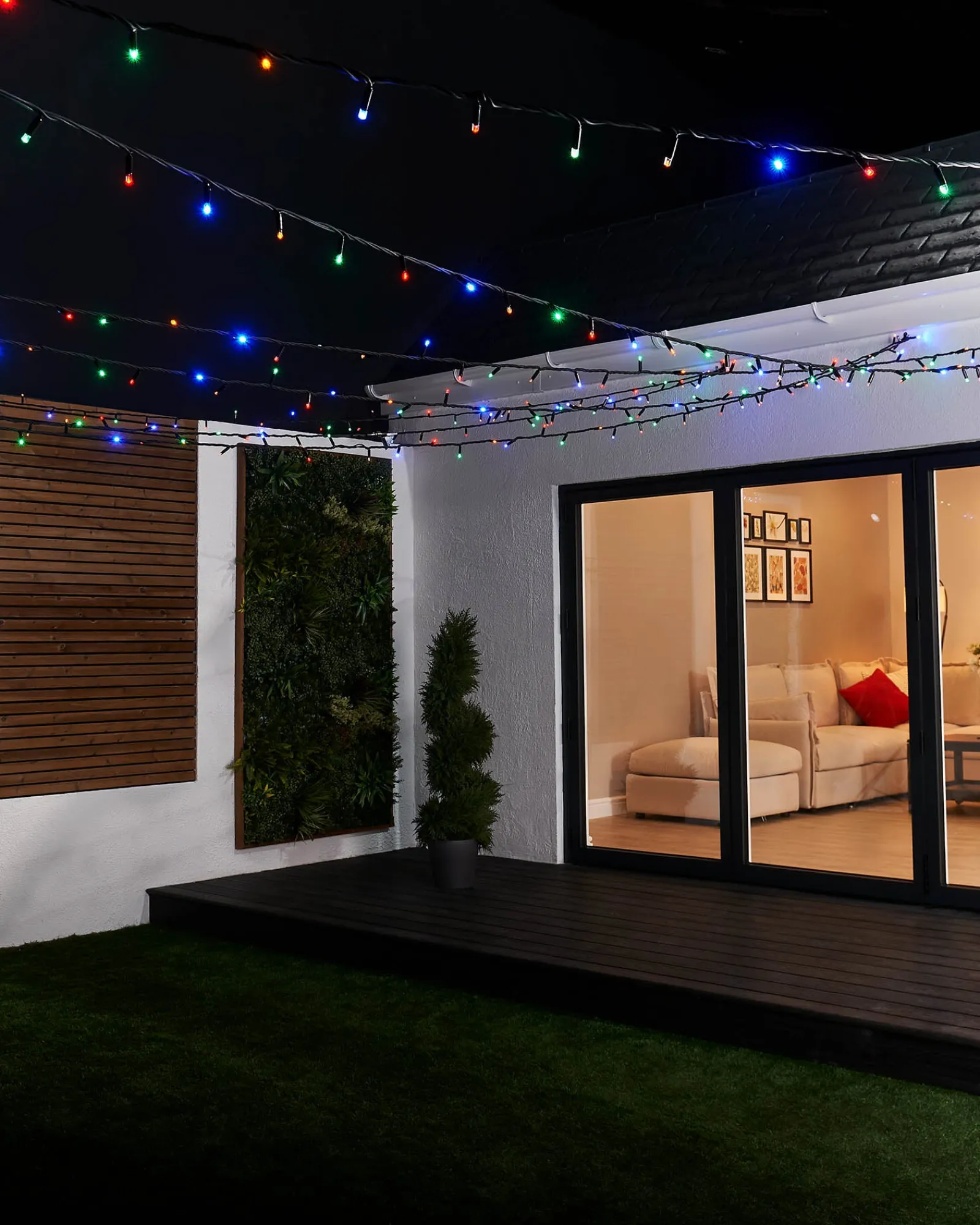 WeRChristmas LINK PRO LED String Lights, Black Cable, Multi Colour
