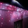 WeRChristmas LINK UP LED Icicle Lights, White Cable, Pink / White