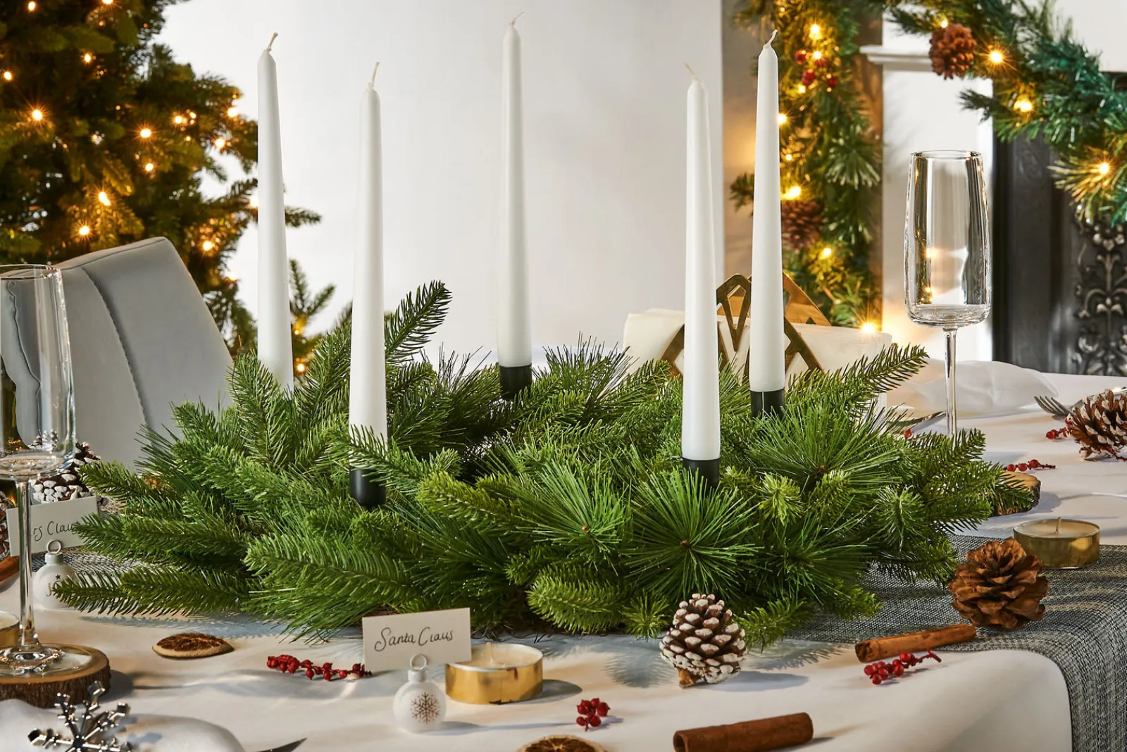WeRChristmas Mixed Pine Candle Holder Wreath, 60 Cm