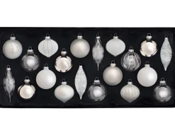 WeRChristmas Moonbeam Glass Baubles, 20 Pack