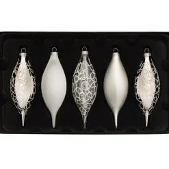 WeRChristmas Moonbeam Glass Baubles, 5 Pack, 15 Cm