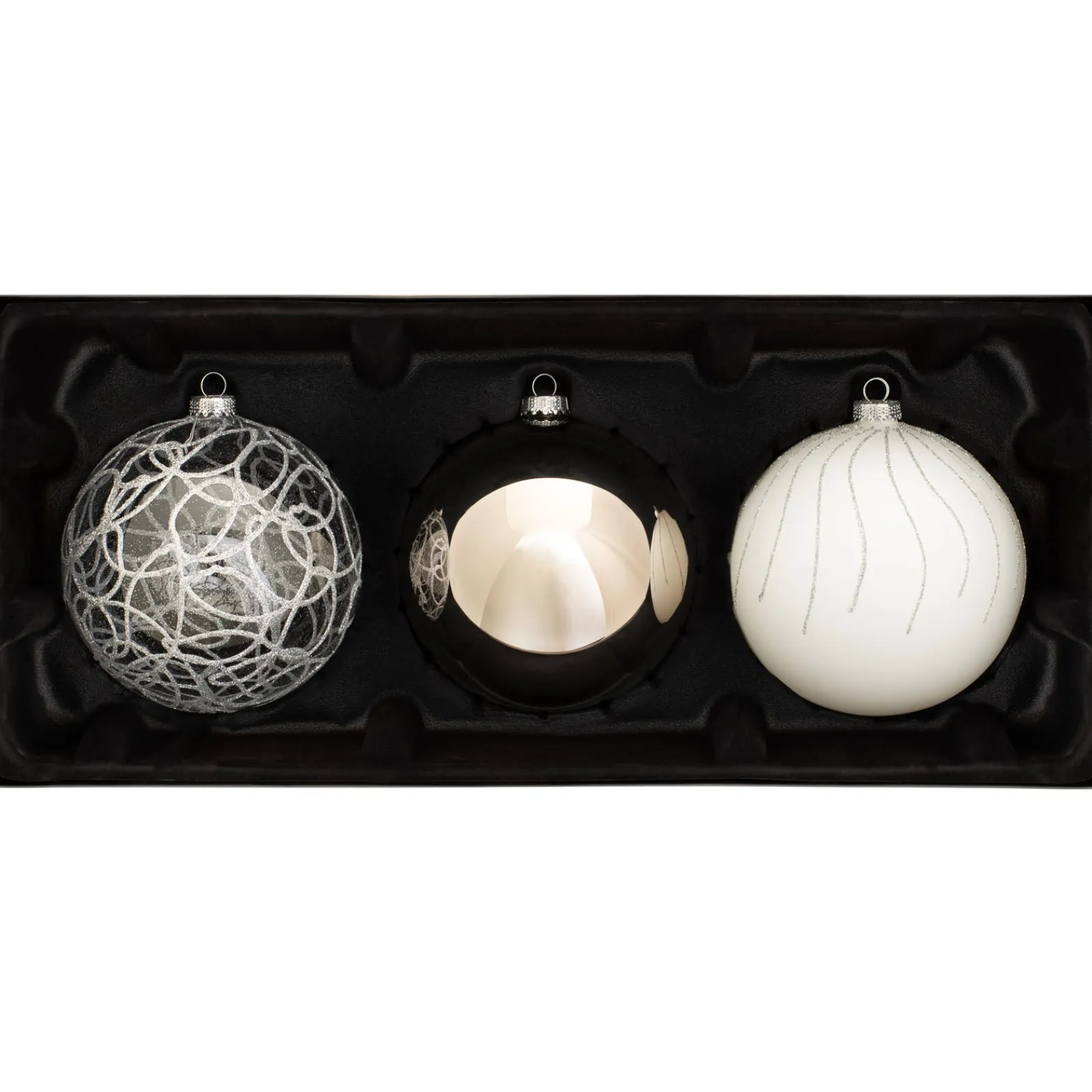WeRChristmas Moonbeam Glass Baubles, 3 Pack, 13 Cm