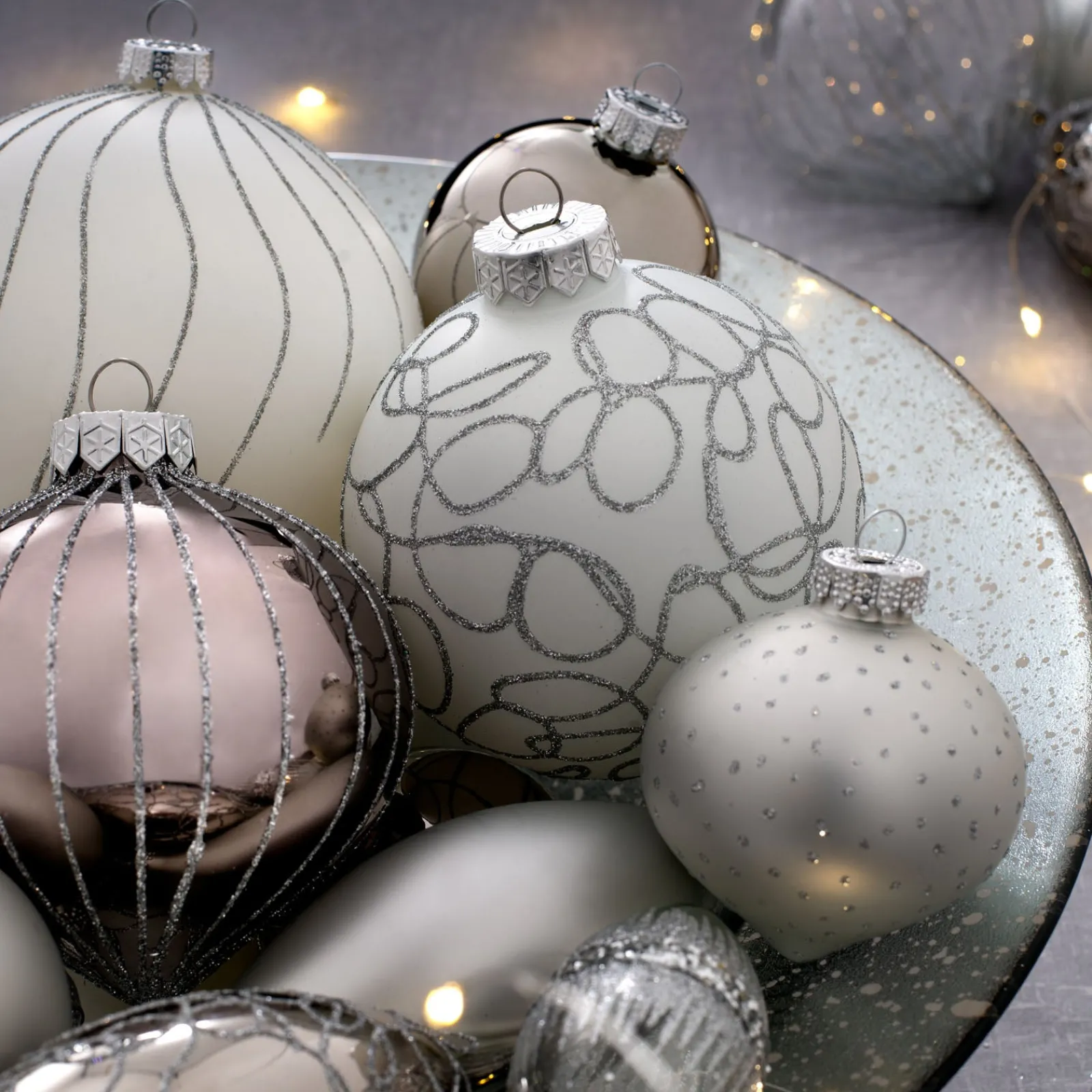 WeRChristmas Moonbeam Glass Baubles, 3 Pack, 13 Cm