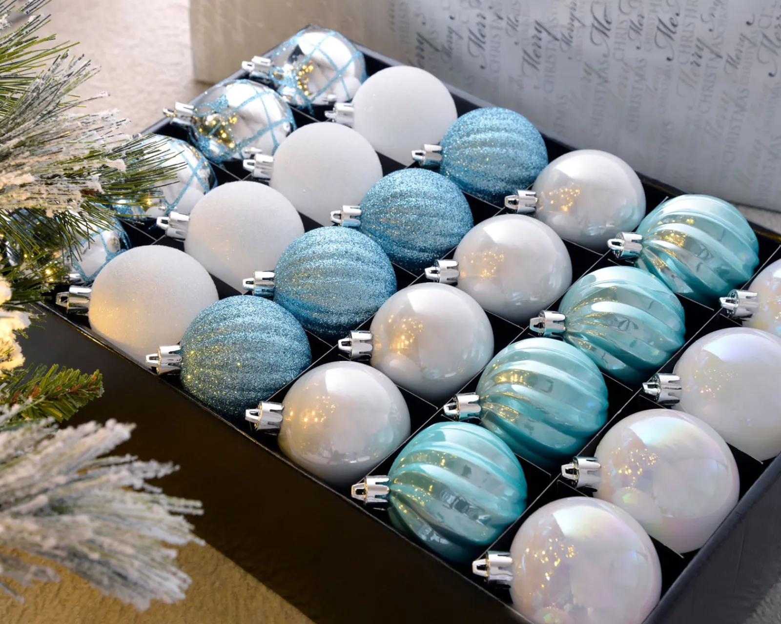 WeRChristmas Multi Blue Shatterproof Baubles, 48 Pack, 6 Cm