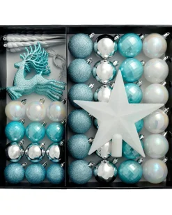 WeRChristmas Multi Blue Shatterproof Baubles Set, 50 Pack