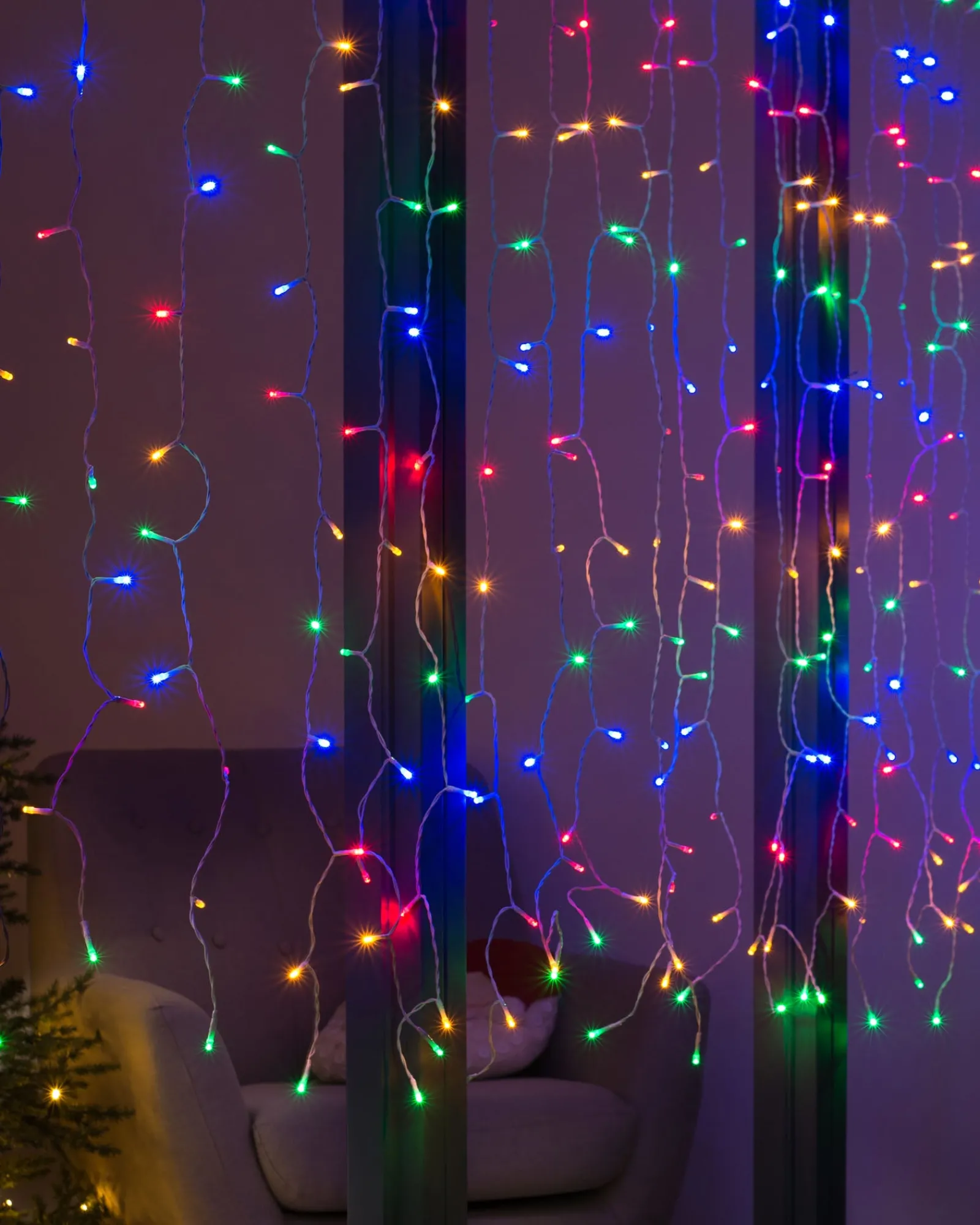 WeRChristmas Multi-Function 300 LED Connectable Curtain Light String, Multi-Coloured