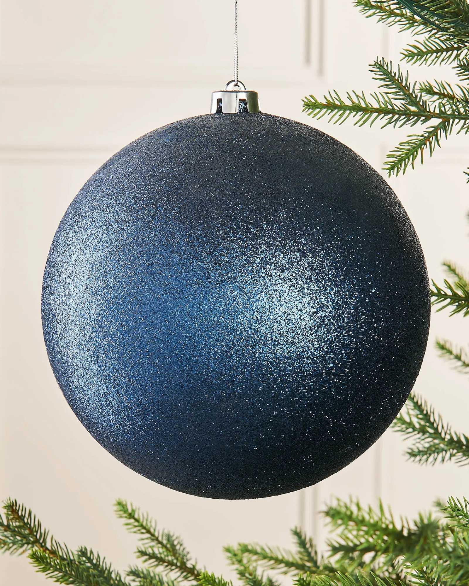 WeRChristmas Navy Blue Large Glitter Shatterproof Bauble, 20 Cm