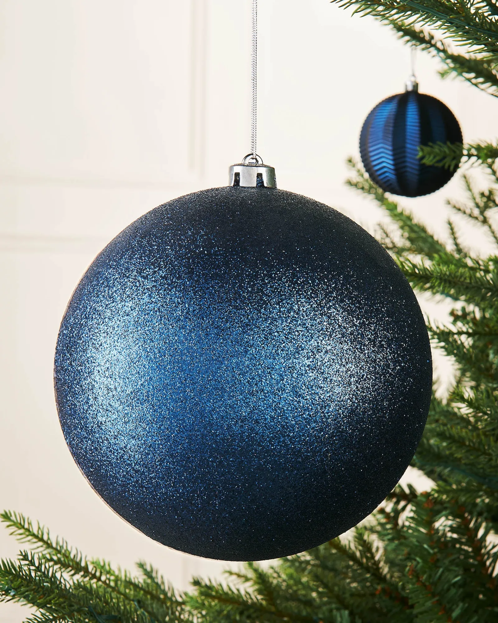 WeRChristmas Navy Blue Large Glitter Shatterproof Bauble, 20 Cm