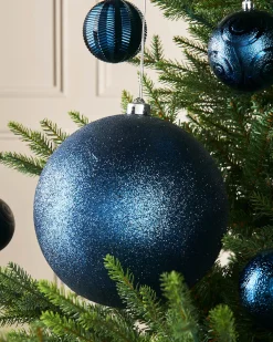 WeRChristmas Navy Blue Large Glitter Shatterproof Bauble, 20 Cm