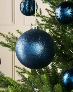 WeRChristmas Navy Blue Large Glitter Shatterproof Bauble, 15 Cm