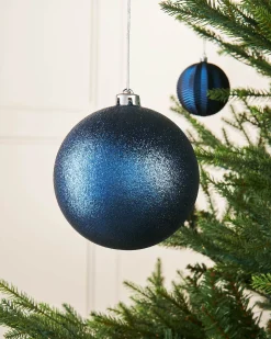 WeRChristmas Navy Blue Large Glitter Shatterproof Bauble, 15 Cm
