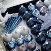 WeRChristmas Navy Shatterproof Baubles Set, 50 Pack