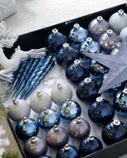 WeRChristmas Navy Shatterproof Baubles Set, 50 Pack