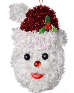 WeRChristmas Pack Of 3 Hanging Tinsel Snowman Decorations, 16 Cm