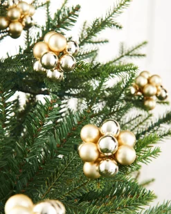 WeRChristmas Pale Gold Glass Berry Cluster Baubles, 10 Pack