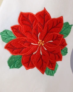 WeRChristmas Poinsettia Embroidered Stocking, Red/White, 48 Cm