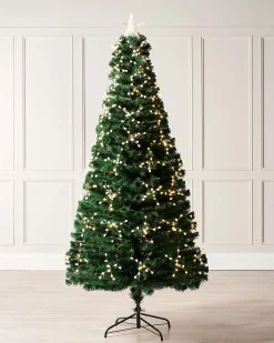 WeRChristmas Pre-Lit Berry Cluster Fibre Optic Christmas Tree, 7 Ft