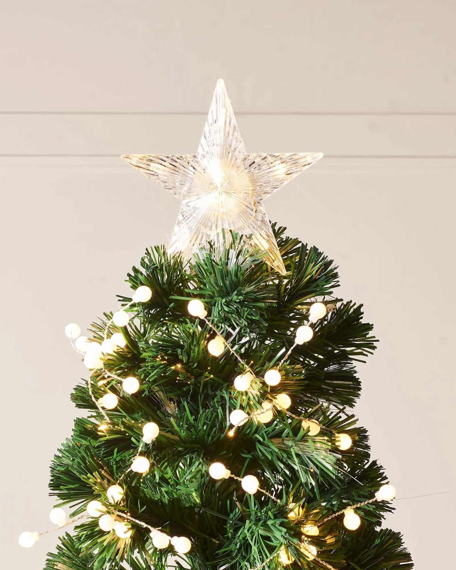 WeRChristmas Pre-Lit Berry Cluster Fibre Optic Christmas Tree, 7 Ft