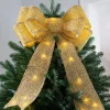 WeRChristmas Pre-Lit Bow Tree Topper, Gold, 60 Cm