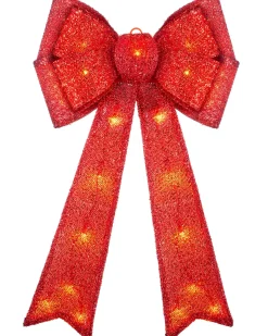 WeRChristmas Pre-Lit Bow Tree Topper, Red, 60 Cm