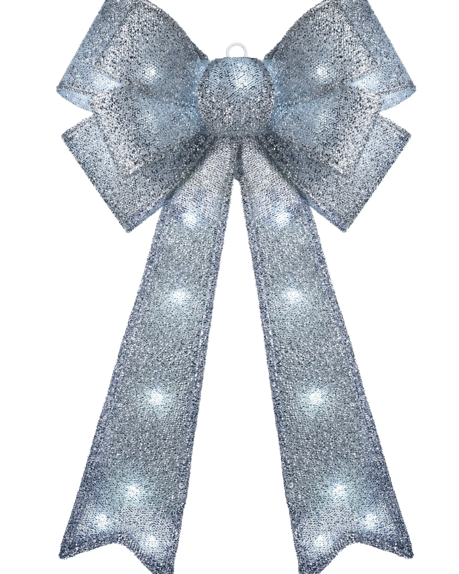 WeRChristmas Pre-Lit Bow Tree Topper, Silver, 60 Cm