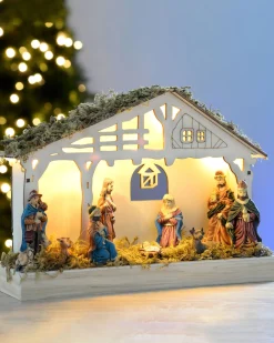 WeRChristmas Pre-Lit Christmas Wooden Nativity Scene, 26 Cm