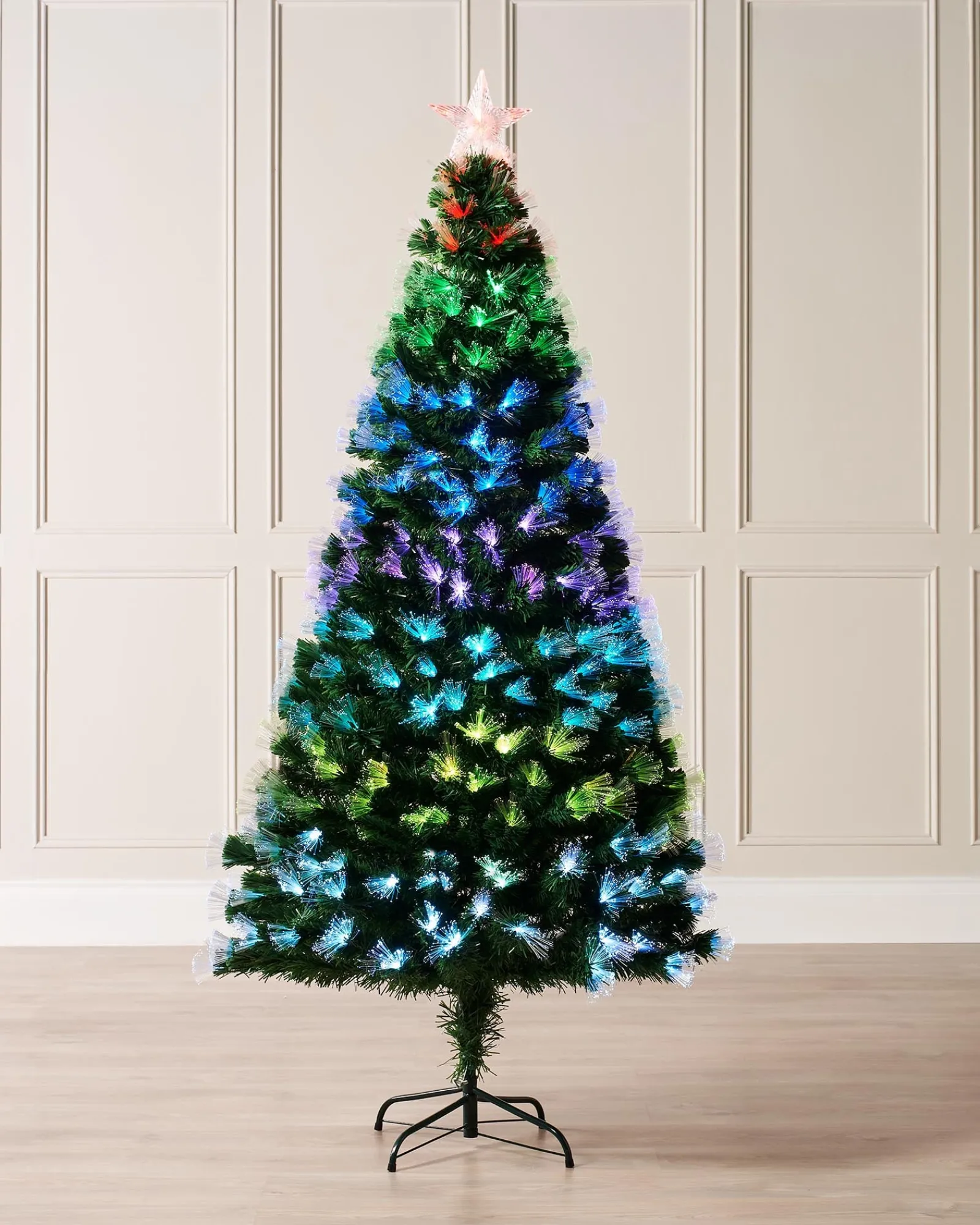 WeRChristmas Pre-Lit Colour Changing Fibre Optic Christmas Tree, 6 Ft
